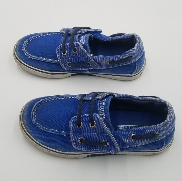 Sperry Halyard Jr. Blue Canvas Loafer Slip On Shoe 11.5T - Picture 3 of 7